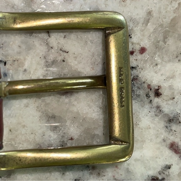 Fossil Genuine Leather Brown Belt 32” Braided Woven Bow Tie Embossed Solid Brass - Picture 4 of 8